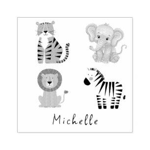 Persoonlijke naam dier olifant Tijger Leeuw Zebra Rubberstempel