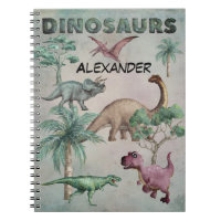 Persoonlijke naam Dino Dinosaur Notitieboek voor j