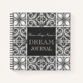 Persoonlijke naam Dream Journal Black Grey White Notitieboek