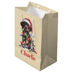 Persoonlijke naam Duitse Staande Hond Kerstmis Medium Cadeauzakje