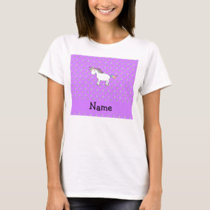 Persoonlijke naam eenorn pastel paarse diamanten t-shirt