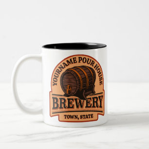 Persoonlijke NAAM Eikenhouten Vat Bierbrouwerij Tweekleurige Koffiemok