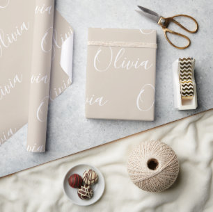 Persoonlijke naam Elegant Neutraal Beige Modern Cadeaupapier