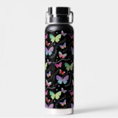 Persoonlijke naam Elegant Paars Bright Butterflies Waterfles (Achterkant)