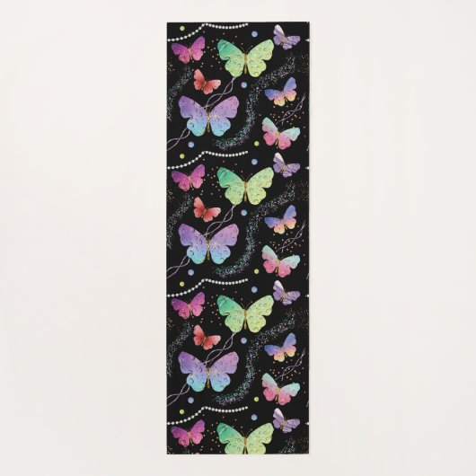 Persoonlijke naam Elegant Paars Bright Butterflies Yogamat (Achterkant)
