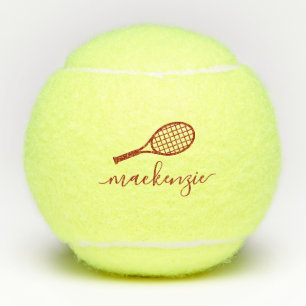 Persoonlijke naam Elegant Script Burgundy Tennisballen
