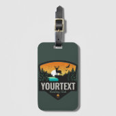 Persoonlijke naam Elk jagen op wilde natuur Sunset Bagagelabel (Voorkant (verticaal))