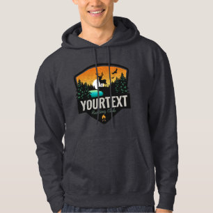 Persoonlijke naam Elk jagen op wilde natuur Sunset Hoodie
