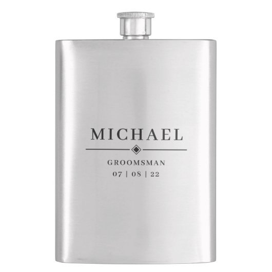 Persoonlijke naam en datum voor huwelijk GROOMSMAN Flacon (Voorkant)