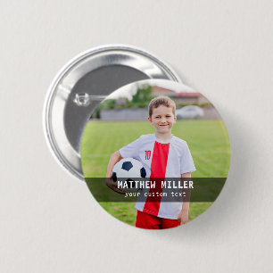 Persoonlijke naam en foto voetbal sport knop ronde button 5,7 cm