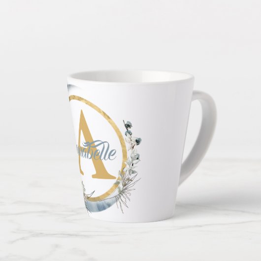 Persoonlijke naam en Initiaal Latte Mok (Rechterhoek)