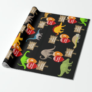 Persoonlijke naam en leeftijd inosaur Birthday Cadeaupapier