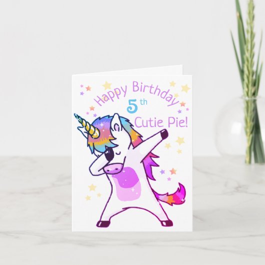 Persoonlijke naam en leeftijdsgroep Unicorn Birthd Feestdagen Kaart (Voorkant)