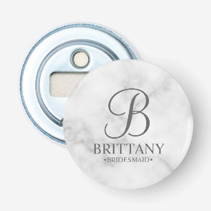 Persoonlijke naam en monogram van bruidsmeisje button flesopener