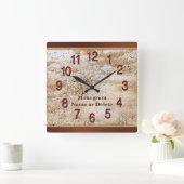 Persoonlijke naam en monogram wandklok voor mannen vierkante klok (Huis)