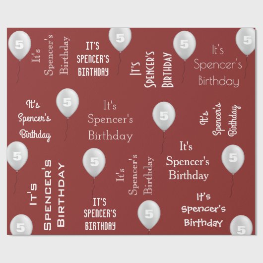 Persoonlijke naam en ouderdom rood cadeaupapier (Vlak)