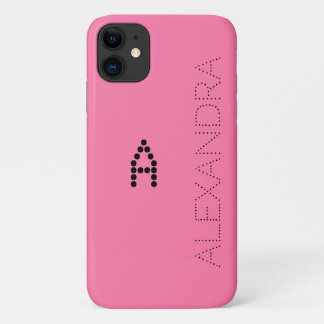 Persoonlijke naam en rendabele film op roze iPhone 11 hoesje