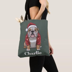 Persoonlijke naam Engelse Bulldog Hond Kerstmis Draagtas