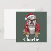 Persoonlijke naam Engelse Bulldog Hond Kerstmis Feestdagenkaart (Voorkant / Achterkant)