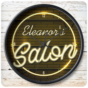 Persoonlijke naam Faux Neon Sign Beauty Hair Salon Grote Klok