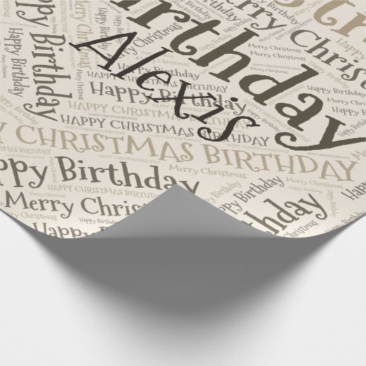 Persoonlijke Naam Fijne Kerst Verjaardag Grappig Cadeaupapier (Hoek)