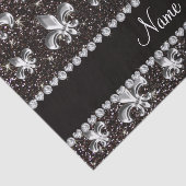 Persoonlijke naam fleur de lis black glitter tissuepapier (Detail)