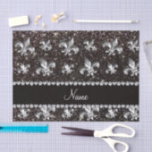 Persoonlijke naam fleur de lis black glitter tissuepapier (Craft)