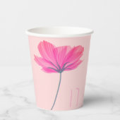 Persoonlijke naam & foto roze bloemen verjaardag papieren bekers (Voorkant)