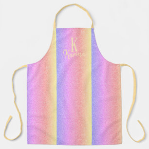 Persoonlijke naam geglitterde regenboog monogram m schort