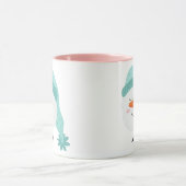 Persoonlijke naam glimlachend gezicht sneeuwman bl mok (Midden)