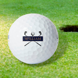 Persoonlijke naam Gold en Navy Blue Golfballen