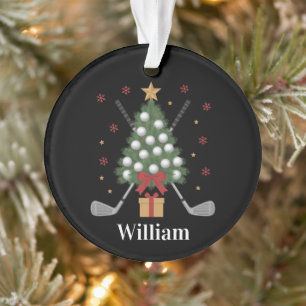 Persoonlijke naam golfboom apparatuur kerst ornament