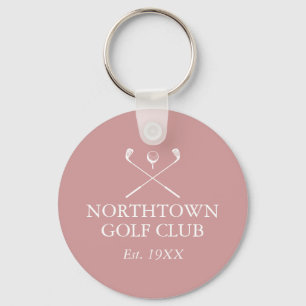 Persoonlijke naam golfclub stoffig roze rood sleutelhanger