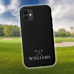 Persoonlijke naam golfclubs zwart en wit iPhone 11 hoesje