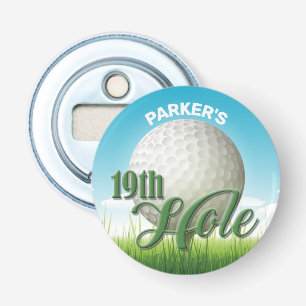 Persoonlijke NAAM Golfer Pro Ball 19th Hole Button Flesopener
