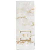 Persoonlijke naam gouden effect marmer wijn cadeautas (Achterkant)