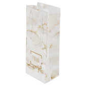 Persoonlijke naam gouden effect marmer wijn cadeautas (Voorkant Gekanteld)