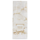 Persoonlijke naam gouden effect marmer wijn cadeautas (Voorkant)