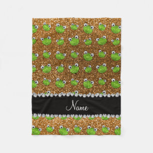 Persoonlijke naam goudglitterkikkers fleece deken