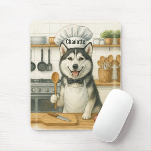 Persoonlijke naam grappige Siberische Husky hond c Muismat
