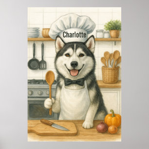 Persoonlijke naam grappige Siberische Husky hond c Poster