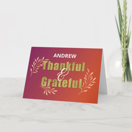 Persoonlijke naam Grateful & Thanksging Kaart (Voorkant)