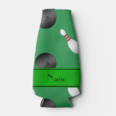 Persoonlijke naam groene bowlingballen spelden flesjeskoeler (Voorkant)