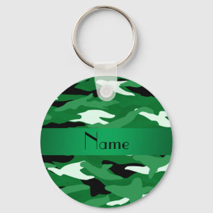 Persoonlijke naam groene camouflage sleutelhanger