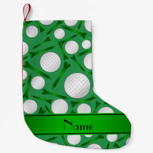 Persoonlijke naam groene golfballen t - shirts kleine kerstsok