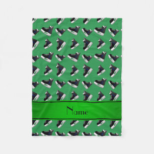 Persoonlijke naam groene hockeyschaatsen fleece deken