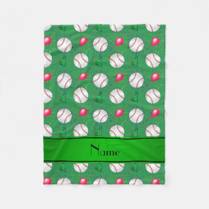 Persoonlijke naam groene honkbal verjaardag fleece deken