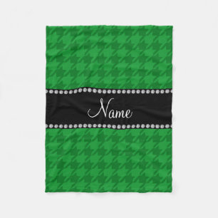 Persoonlijke naam groene houndstooth fleece deken