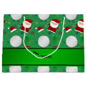 Persoonlijke naam groene kerst golfing large cadeauzakje (Voorkant)