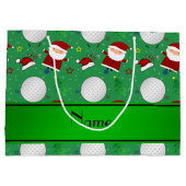 Persoonlijke naam groene kerst golfing large cadeauzakje (Achterkant)